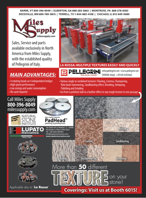 stoneworld ad with pellegrini and lupato for coverings show